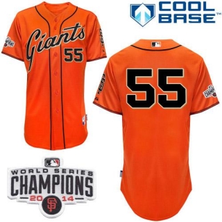 San Francisco Giants #55 Tim Lincecum Orange W 2014 World Series Champions Patch Stitched MLB Jersey