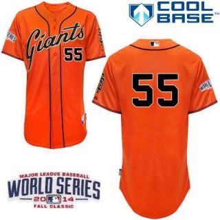 San Francisco Giants #55 Tim Lincecum Orange Cool Base W 2014 World Series Patch Stitched MLB Jersey