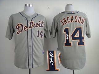 Autographed MLB Detroit Tigers #14 Austin Jackson Grey Cool Base Stitched Jersey