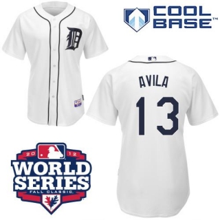 Detroit Tigers #13 Alex Avila White Cool Base w 2012 World Series Patch Stitched MLB Jersey