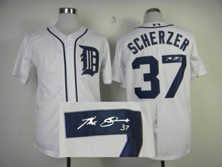 MLB Detroit Tigers #37 Max Scherzer Stitched White Autographed Jersey