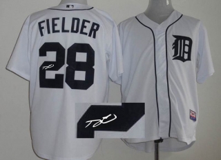 MLB Detroit Tigers #28 Prince Fielder Stitched White Cool Base Autographed Jersey
