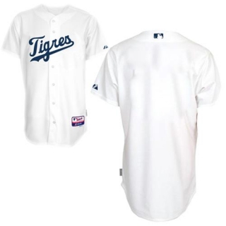 Detroit Tigers Blank White Home Los Tigres Stitched MLB Jersey