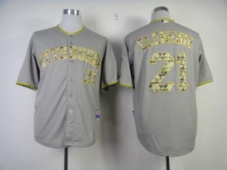 Pittsburgh Pirates #21 Roberto Clemente Grey USMC Cool Base Stitched MLB Jersey