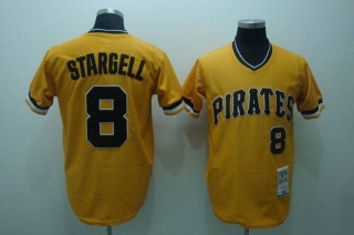 Mitchell and Ness Pittsburgh Pirates #8 Willie Stargell Stitched Yellow Throwback MLB Jersey