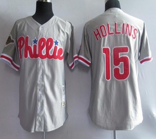 Mitchell and Ness Philadelphia Phillies #15 Dave Hollins Grey Stitched Throwback MLB Jersey