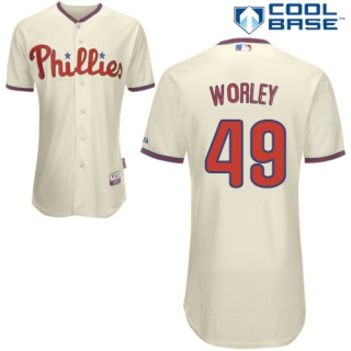 Philadelphia Phillies #49 Vance Worley Cream Cool Base Stitched MLB Jersey