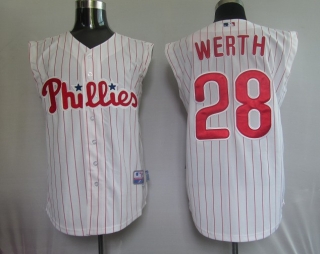 Philadelphia Phillies #28 Jayson Werth White Red Strip Vest Style Stitched MLB Jersey