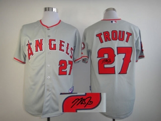 Autographed MLB Los Angeles Angels of Anaheim -27 Mike Trout Grey Cool Base Stitched Jersey