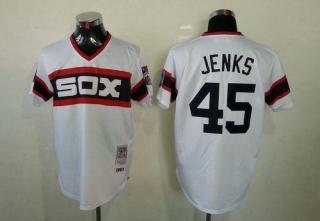 Mitchell And Ness 1983 Chicago White Sox -45 Bobby Jenks White Throwback Stitched MLB Jersey
