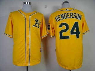 Oakland Athletics #24 Rickey Henderson Yellow Cool Base Stitched MLB Jersey