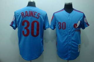 Mitchell and Ness Expos -30 Tim Raines Stitched Blue Throwback MLB Jersey