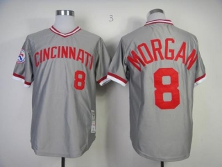 Mitchell And Ness Cincinnati Reds -8 Joe Morgan Grey Throwback Stitched MLB Jersey