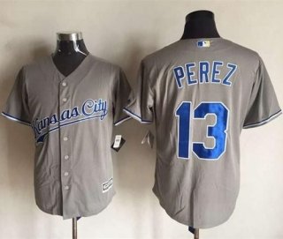 Kansas City Royals -13 Salvador Perez New Grey Cool Base Stitched MLB Jersey