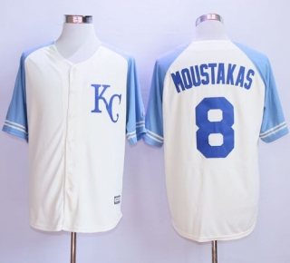 Kansas City Royals -8 Mike Moustakas Cream Exclusive Vintage Stitched MLB Jersey