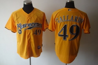 Milwaukee Brewers -49 Yovani Gallardo Yellow Cerveceros Cool Base Stitched MLB Jersey