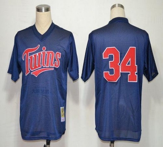Mitchell And Ness 1991 Minnesota Twins -34 Kirby Puckett Navy Blue Stitched MLB Jersey