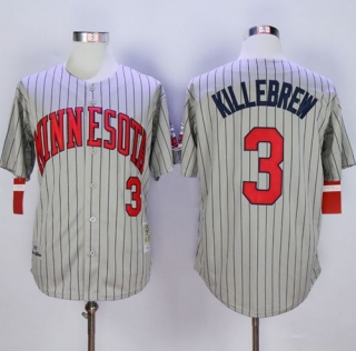 Mitchell And Ness 1987 Minnesota Twins -3 Harmon Killebrew Grey Throwback Stitched MLB Jersey