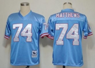 Mitchell And Ness Oilers -74 Bruce Matthews Baby blue Stitched Throwback NFL Jersey