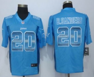 2015 New Nike Detroit Lions -20 B Sanders Blue Strobe Limited Jersey