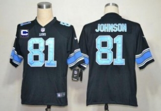 Nike Lions -81 Calvin Johnson Black Alternate With C Patch Stitched NFL Game Jersey