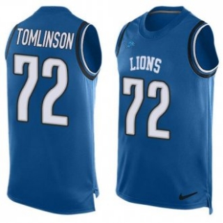 Nike Lions -72 Laken Tomlinson Blue Team Color Stitched NFL Limited Tank Top Jersey