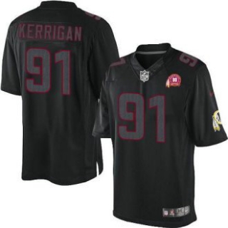 Nike Redskins -91 Ryan Kerrigan Black With 80TH Patch Stitched NFL Impact Limited Jersey