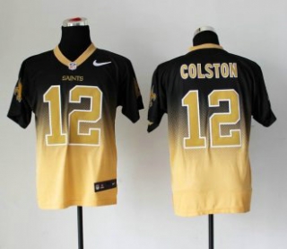 NEW New Orleans Saints 12 Marques Colston Black Yellow Drift Fashion II Elite NFL Jerseys