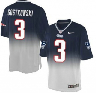 Nike Patriots -3 Stephen Gostkowski Navy Blue Grey Stitched NFL Elite Fadeaway Fashion Jersey