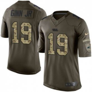 Nike Carolina Panthers -19 Ted Ginn Jr Green Stitched NFL Limited Salute to Service Jersey
