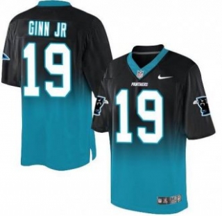 Nike Carolina Panthers -19 Ted Ginn Jr BlackBlue Stitched NFL Elite Fadeaway Fashion Jersey