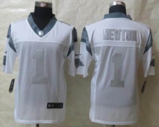 Nike Carolina Panthers -1 Cam Newton White NFL Limited Platinum Jersey
