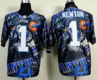Nike Carolina Panthers -1 Cam Newton Team Color NFL Elite Fanatical Version Jersey
