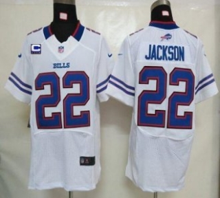 Nike Bills -22 Fred Jackson White With C Patch Stitched NFL Elite Jersey