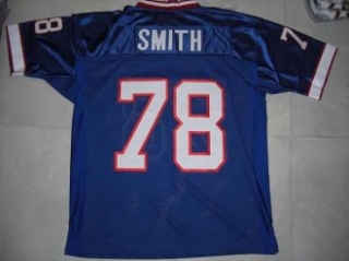 Mitchell and Ness Bills -78 Bruce Smith Blue 35th Anniversary Patch Stitched Throwback NFL Jersey