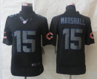 New Nike Chicago Bears 15 Marshall Impact Limited Black Jerseys