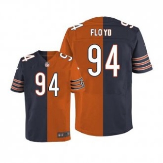 Nike Bears -94 Leonard Floyd Navy Blue Orange Stitched NFL Elite Split Jersey