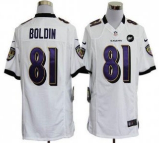Nike Ravens -81 Anquan Boldin White With Art Patch Men Stitched NFL Game Jersey
