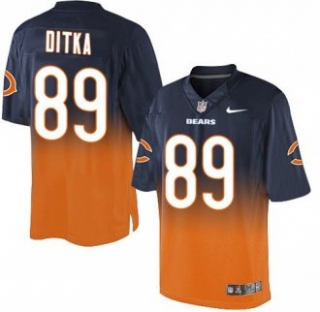 Nike Bears -89 Mike Ditka Navy Blue Orange Stitched NFL Elite Fadeaway Fashion Jersey