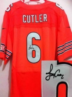 Nike Bears -6 Jay Cutler Orange Alternate Stitched NFL Elite Autographed Jersey