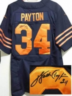 NEW Signed Elite Chicago Bears 34 Walter Payton Blue with Orange Number