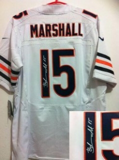 Nike Bears -15 Brandon Marshall White Stitched NFL Elite Autographed Jersey
