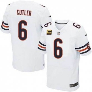 Nike Chicago Bears -6 White Cutler C Patch Elite Jersey
