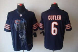 Nike Bears -6 Jay Cutler Navy Blue Team Color Stitched NFL Helmet Tri-Blend Limited Jersey