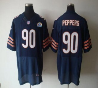 Nike Bears -90 Julius Peppers Navy Blue Team Color With Hall of Fame 50th Patch Stitched NFL Elite J
