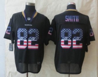 New Nike Baltimore Ravens -82 Torrey Smith USA Flag Fashion Black Elite Jerseys