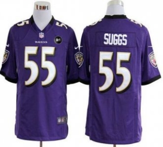 Nike Ravens -55 Terrell Suggs Purple Team Color With Art Patch Stitched NFL Game Jersey
