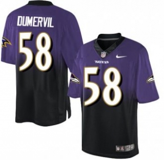 Nike Ravens -58 Elvis Dumervil Purple Black Stitched NFL Elite Fadeaway Fashion Jersey