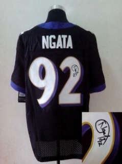 Nike Ravens -92 Haloti Ngata Black Alternate Men Stitched NFL Elite Autographed Jersey