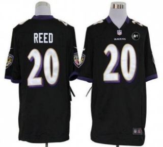Nike Ravens -20 Ed Reed Black Alternate With Art Patch Stitched NFL Game Jersey